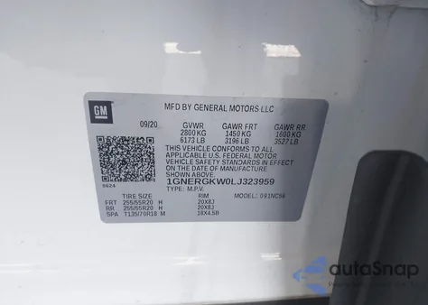 2020 Chevrolet Traverse Fwd Lt Cloth z USA, uszkodzony, nr VIN 1GNERGKW0LJ323959